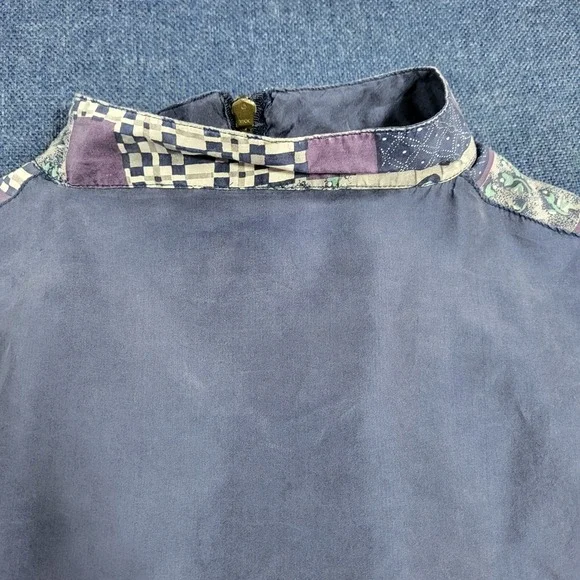 ONE RESOURCE Vintage Silk Patchwork Bomber Jacket Purple Blue Print Zip Up L - Picture 10 of 10